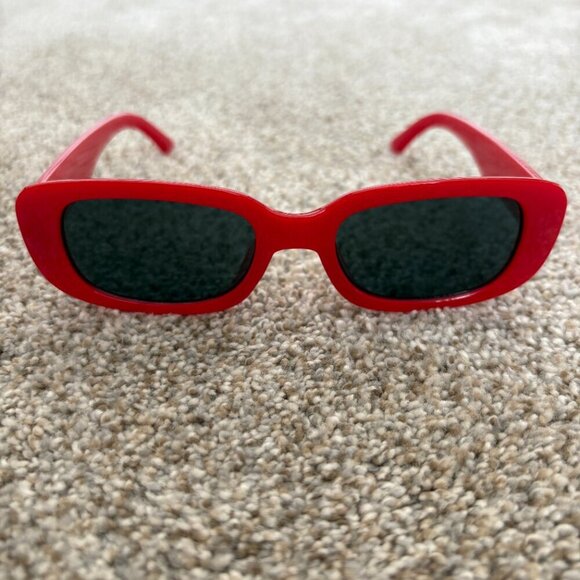 Square Frame Red Sunglasses Square Y2K Bold Trendy Festival - Picture 1 of 9